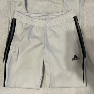 Adidas white with black three stripe track pants